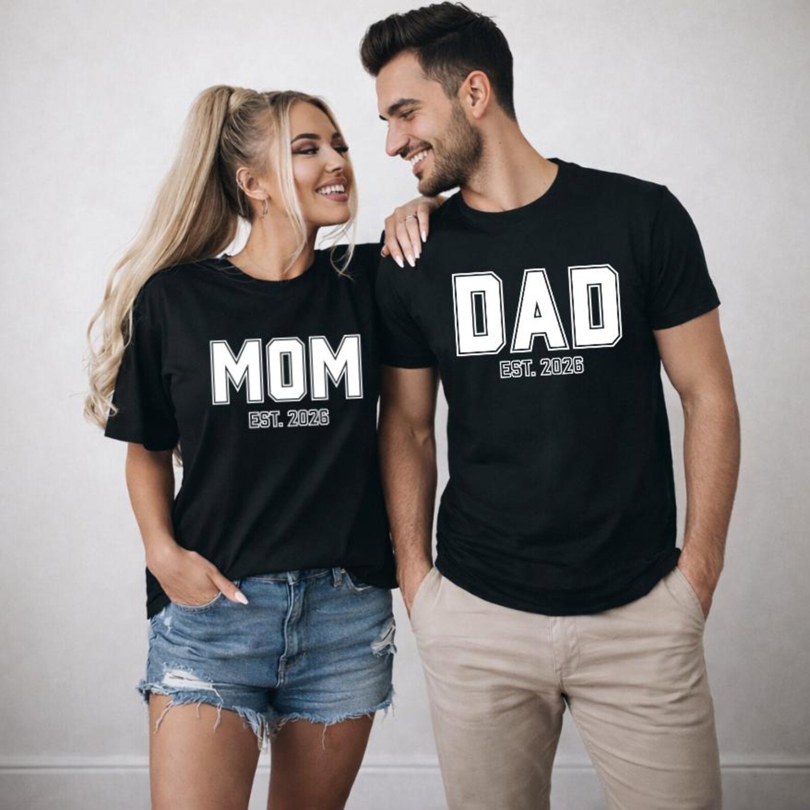 Mom and Dad Est. 2026 Shirt, New Parents Matching Shirt, Custom Dad Aunite Granny any title tee, Baby Coming 2026, Fathers Day shirt 10