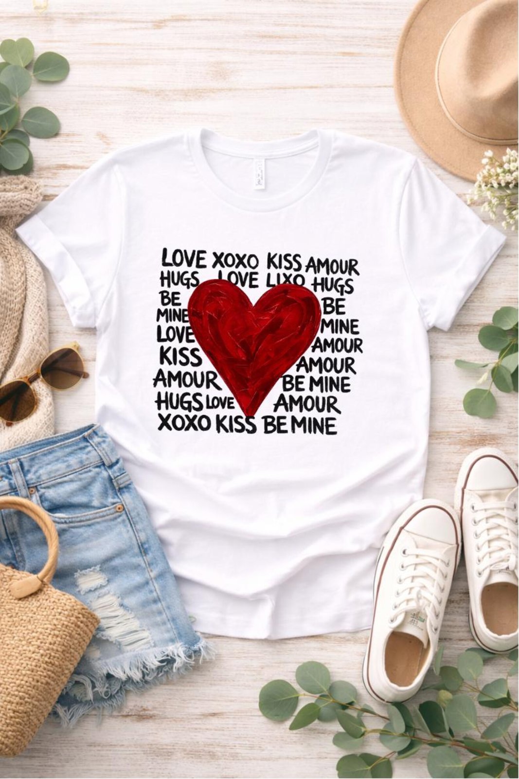 Valentine Sweatshirt, Red Heart Love Crewneck, Be Mine Hugs Kisses Sweatshirt, Cute Valentines Day Outfit, Romantic Gift for Her 1