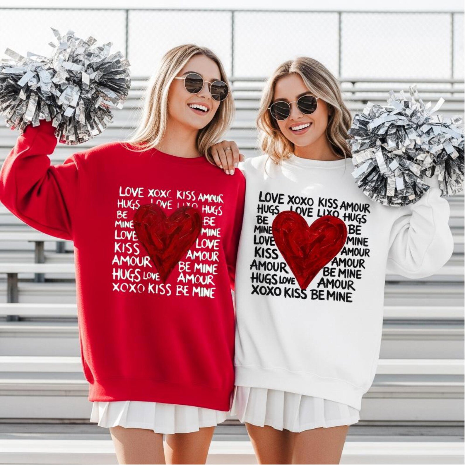 Valentine Sweatshirt, Red Heart Love Crewneck, Be Mine Hugs Kisses Sweatshirt, Cute Valentines Day Outfit, Romantic Gift for Her 4