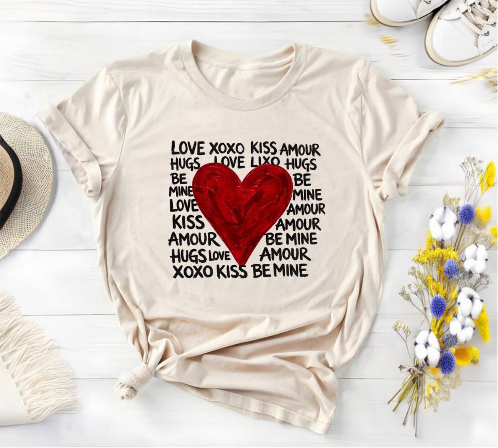 Valentine Sweatshirt, Red Heart Love Crewneck, Be Mine Hugs Kisses Sweatshirt, Cute Valentines Day Outfit, Romantic Gift for Her 5