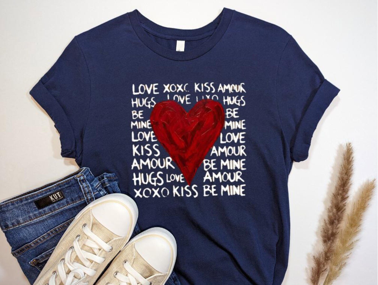 Valentine Sweatshirt, Red Heart Love Crewneck, Be Mine Hugs Kisses Sweatshirt, Cute Valentines Day Outfit, Romantic Gift for Her 6