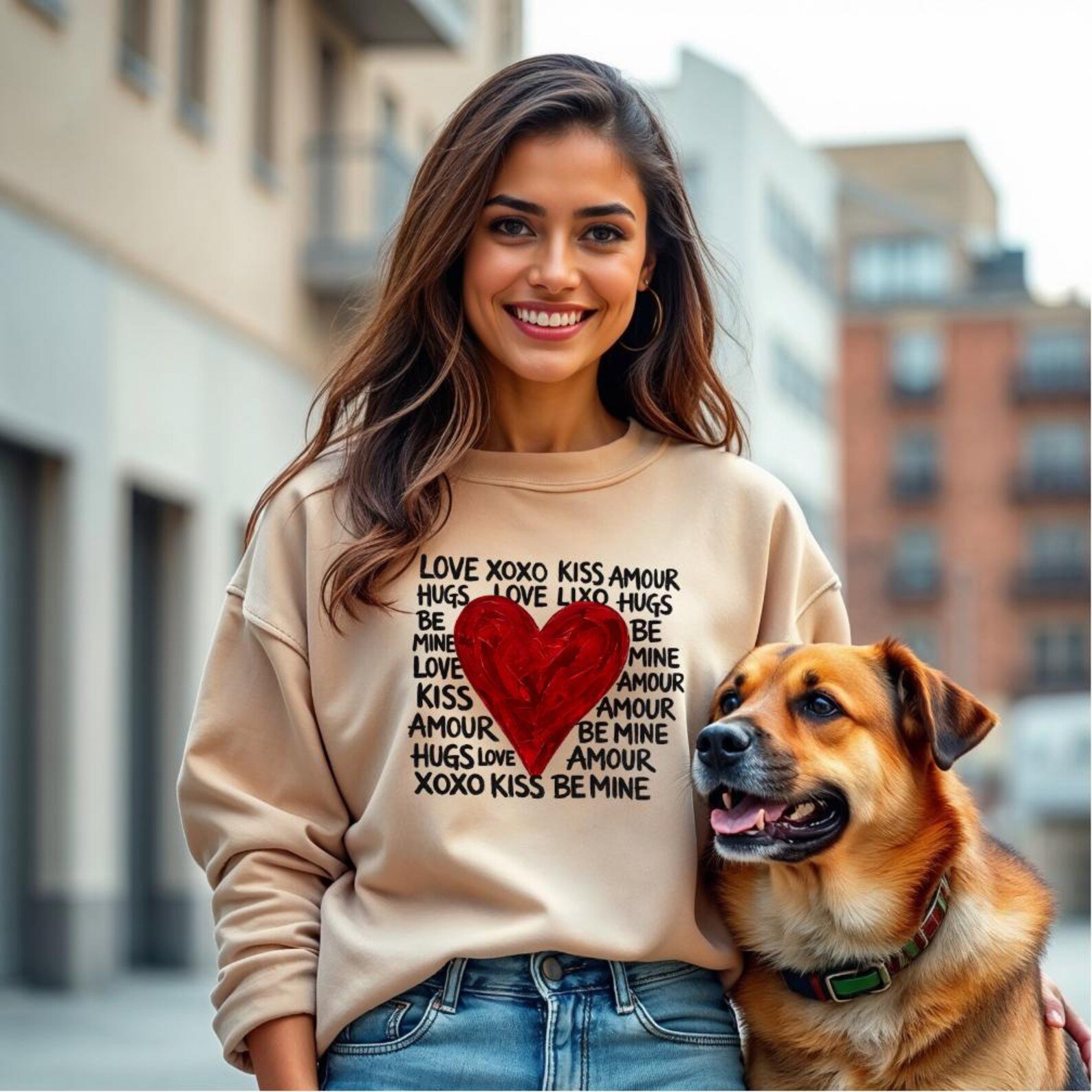 Valentine Sweatshirt, Red Heart Love Crewneck, Be Mine Hugs Kisses Sweatshirt, Cute Valentines Day Outfit, Romantic Gift for Her 8