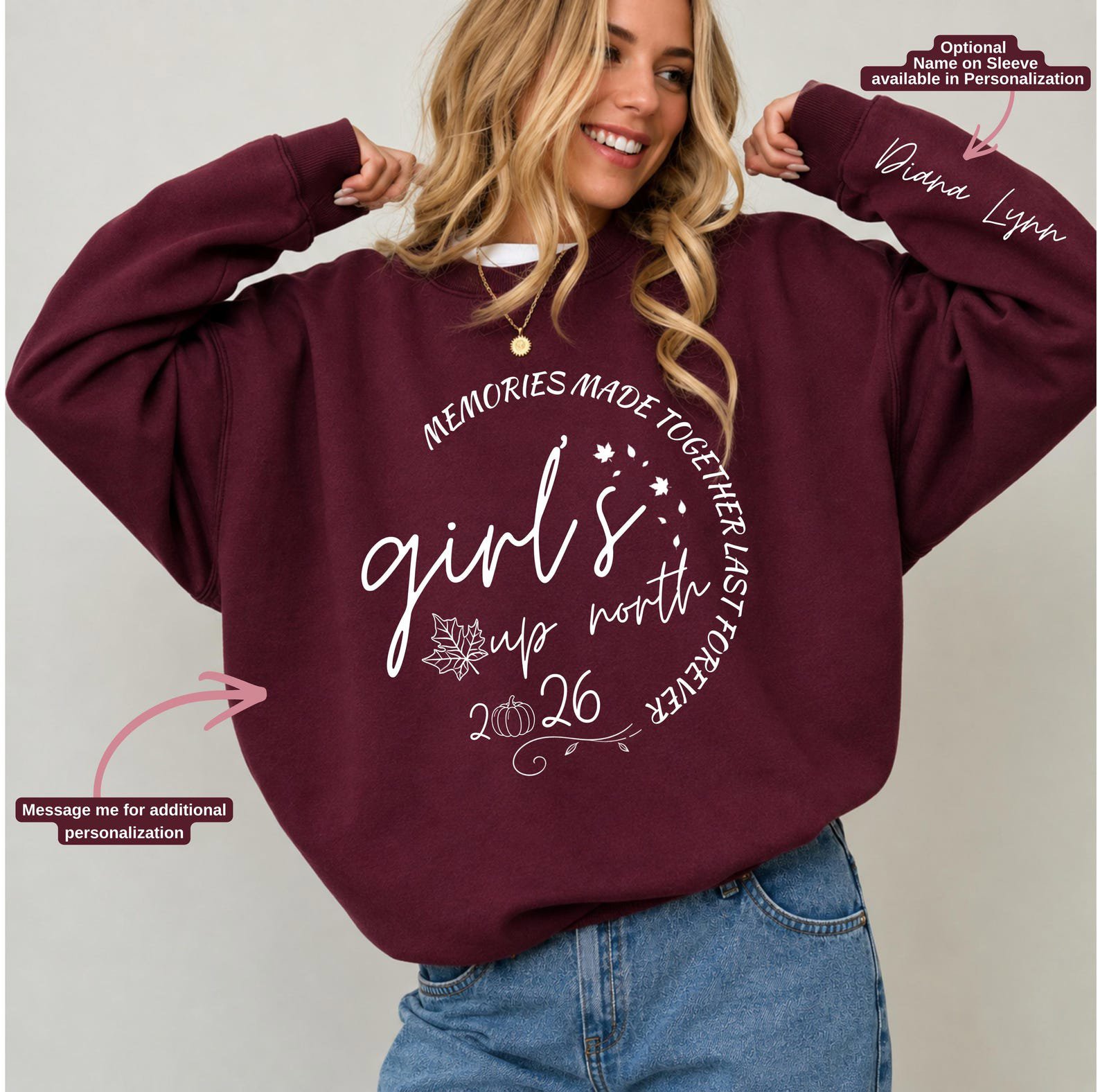 Custom Girls Trip Sweatshirt, Personalized Year Matching Friends Fall Shirt 5