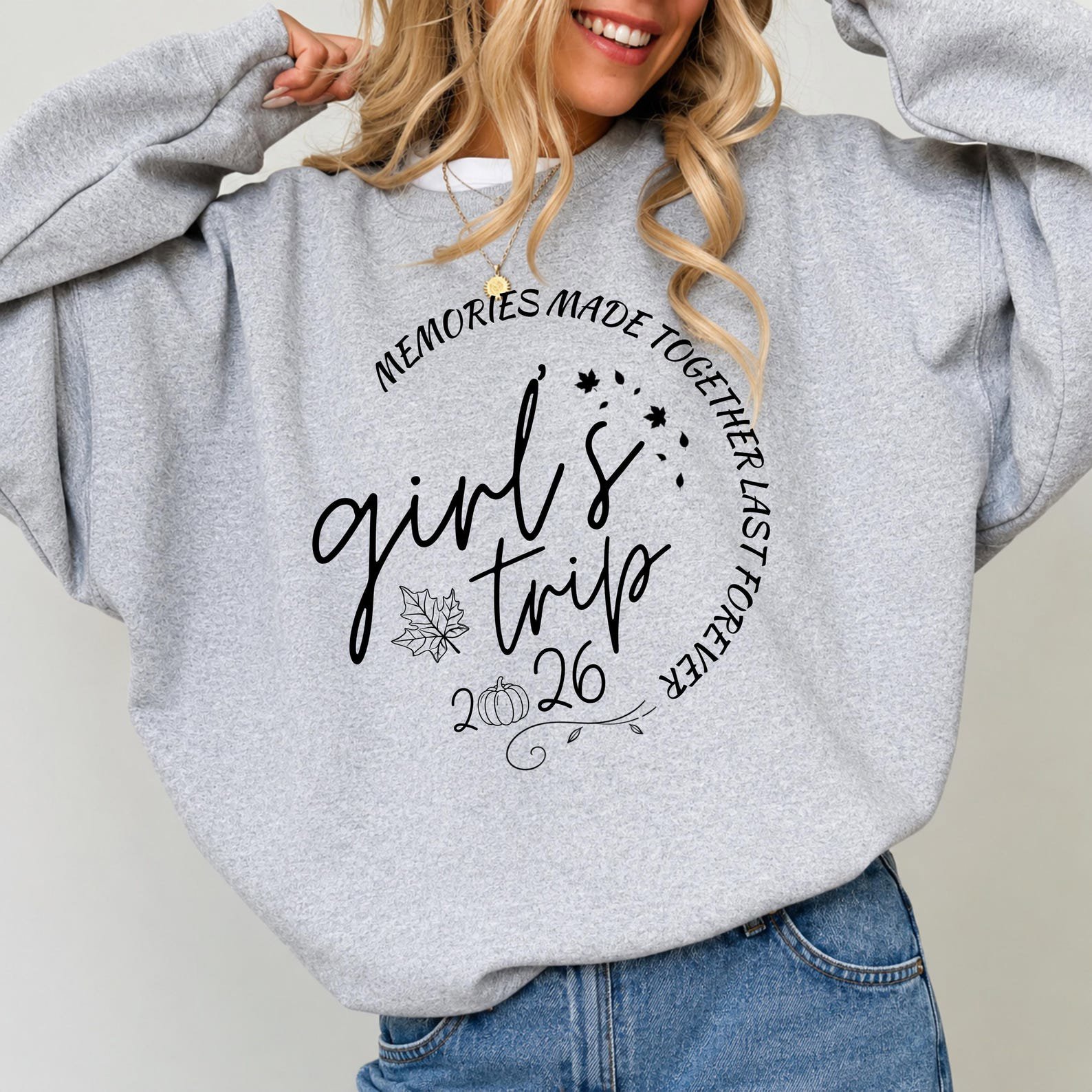 Custom Girls Trip Sweatshirt, Personalized Year Matching Friends Fall Shirt 6