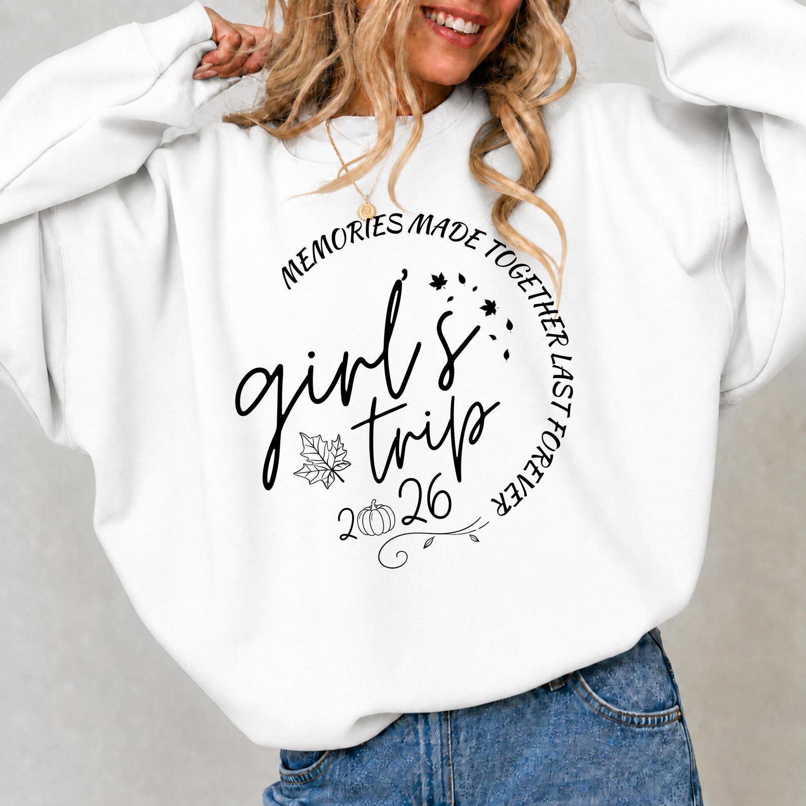 Custom Girls Trip Sweatshirt, Personalized Year Matching Friends Fall Shirt 8