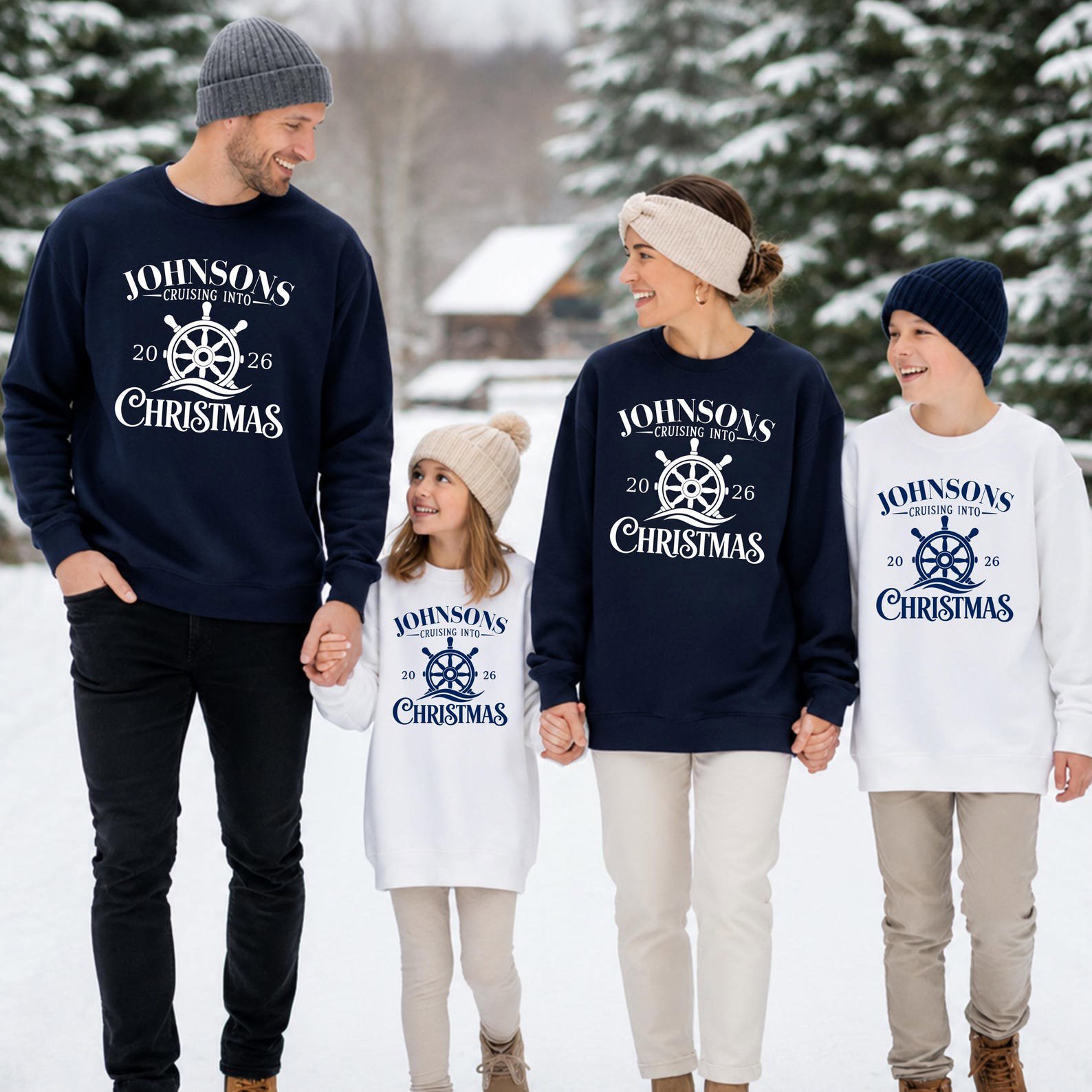 Custom Family Cruise Christmas Sweatshirt, Personalized Nautical Vacation Group Holiday Matching Outfit 2