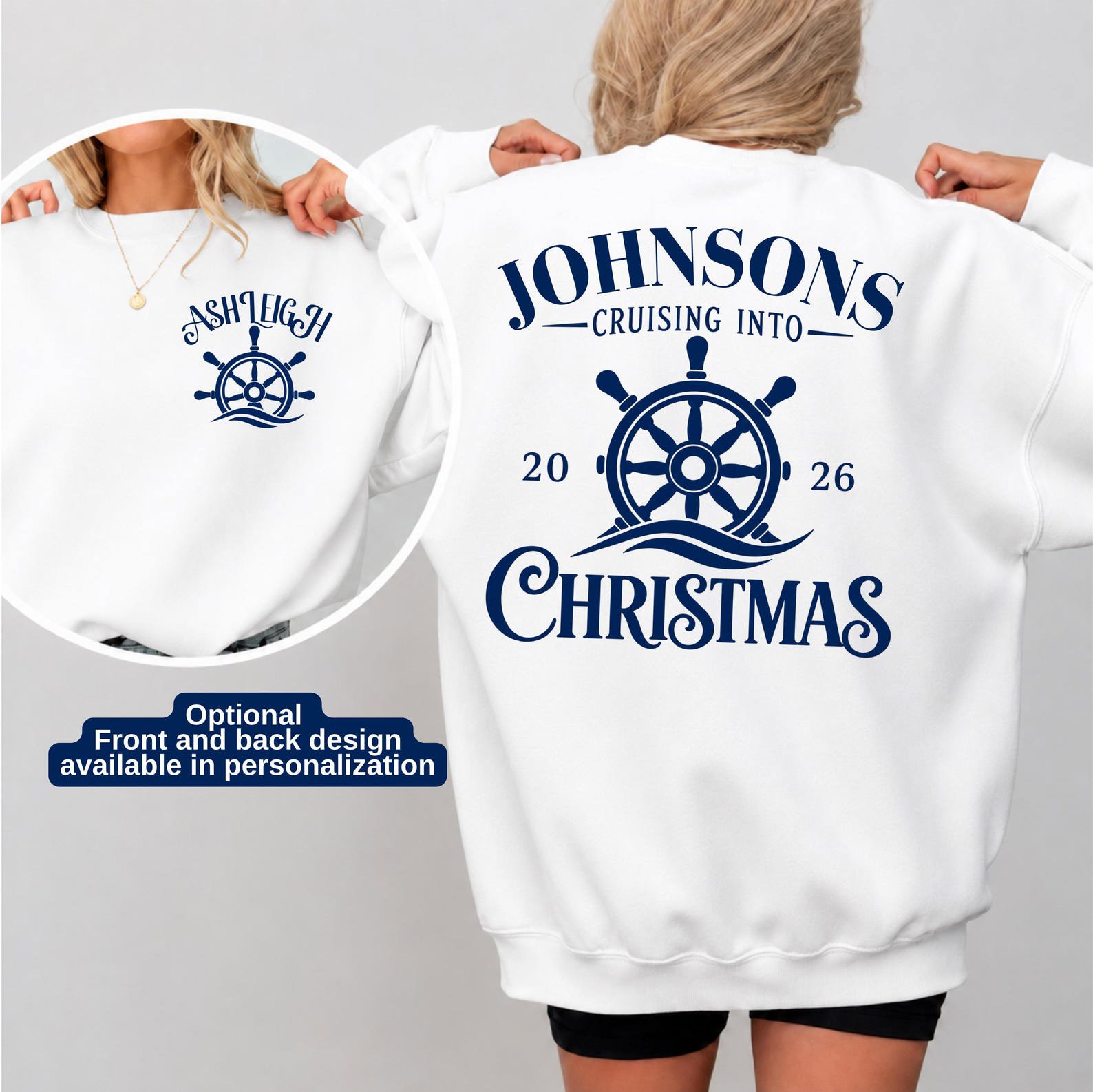 Custom Family Cruise Christmas Sweatshirt, Personalized Nautical Vacation Group Holiday Matching Outfit 5