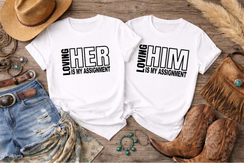 Loving Her Is My Assignment Shirt, Loving Him Is My Assignment Shirt, Matching Couple Shirts, Valentine Couple Gift, His and Hers Tee