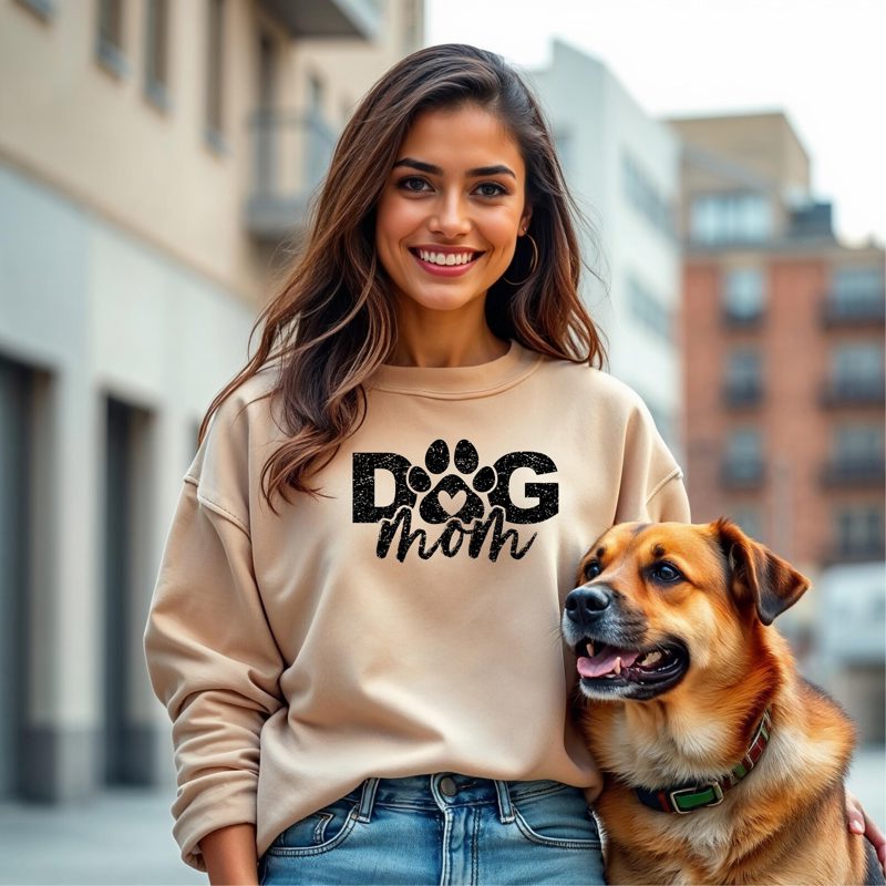Dog Mom Sweatshirt Valentine Shirt, Distressed Paw Print Crewneck, Pet Lover Gift for Women, Cute Dog Mama Top, Animal Lover Sweater