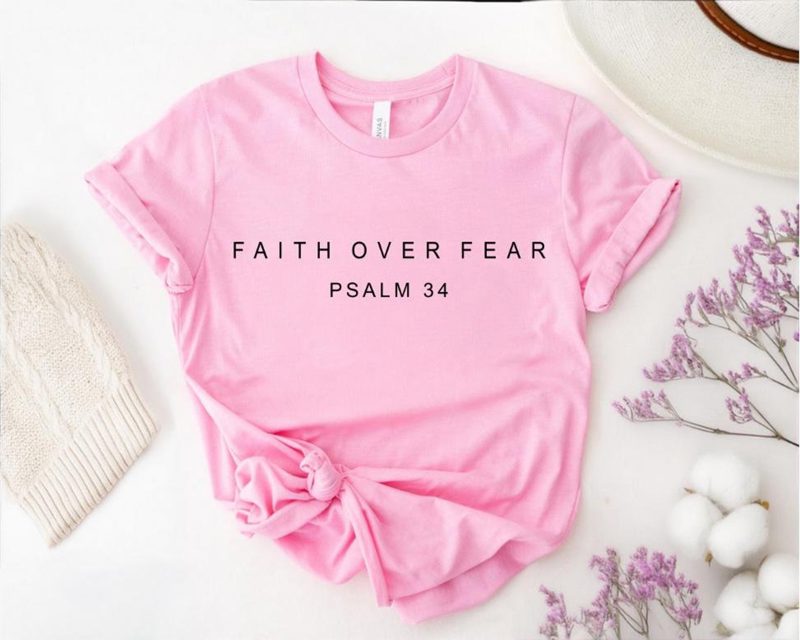Faith over Fear Sweatshirt, Psalm 34 Christian Sweatshirt, Minimal Christian Shirt, Bible Verse Shirt, Religious Sweater, Faith Sweatshirt