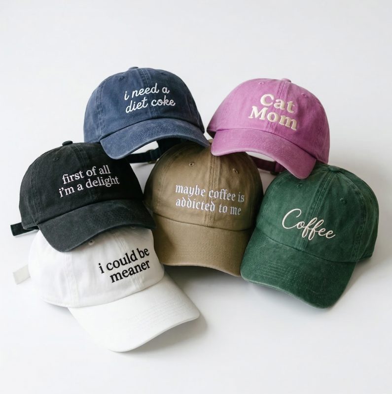 Personalized Text Embroidered Baseball Cap, Custom Logo Hat, Retro Baseball Hat, Vintage Couples Cap, Birthday Gift Hat, Mother's Day Gift