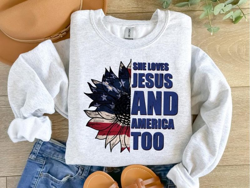 Christian 4th Of July Shirt: Patriotic Sunflower Tee
