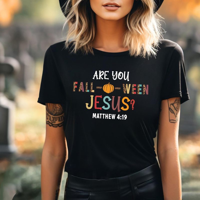 Vintage Are You Fall-O-Ween Jesus Christian Sweatshirt, Fall Religious Matthew 4:19 Bible Verse Shirt, Funny Pumpkin Christian Halloween Tee