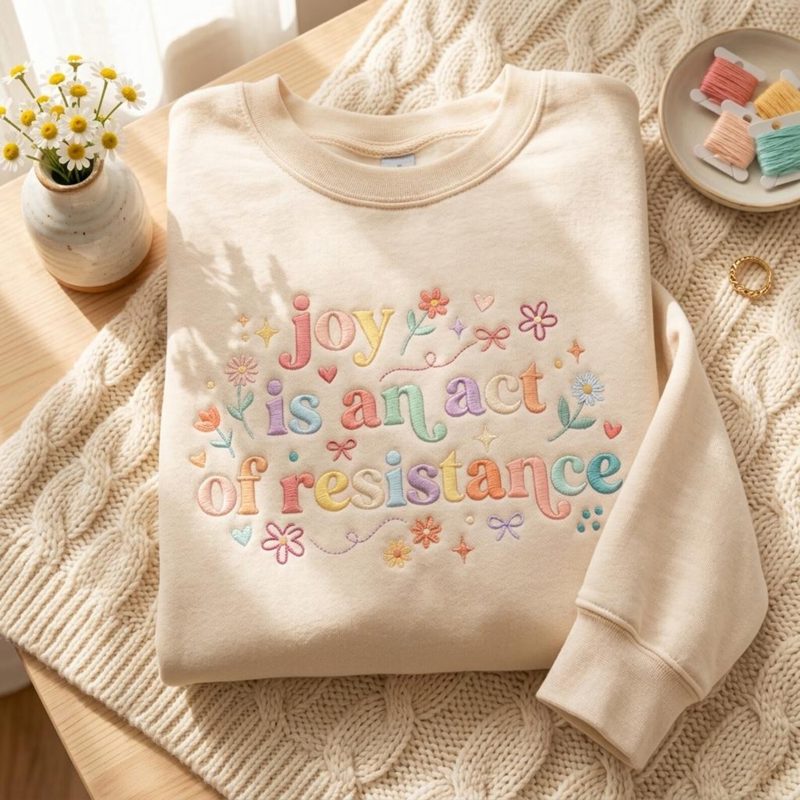 Embroidered Joy Is An Act Of Resistance Shirt, Rainbow Pride Sweatshirt, Pride Month Tee, Human Rights Tee, Pride Gift Shirt, Pride Month