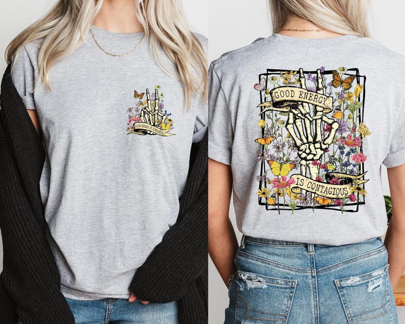 Good Energy Skeleton Shirt: Retro Mental Health Tee