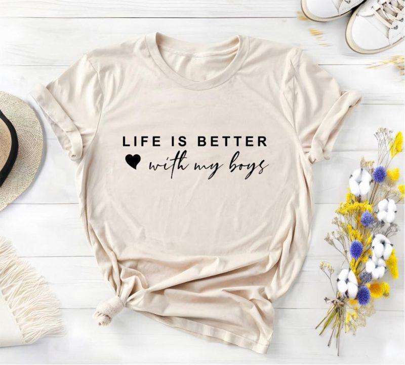Mom Life Sweatshirt: 'Life is Better With My Boys' Crewneck