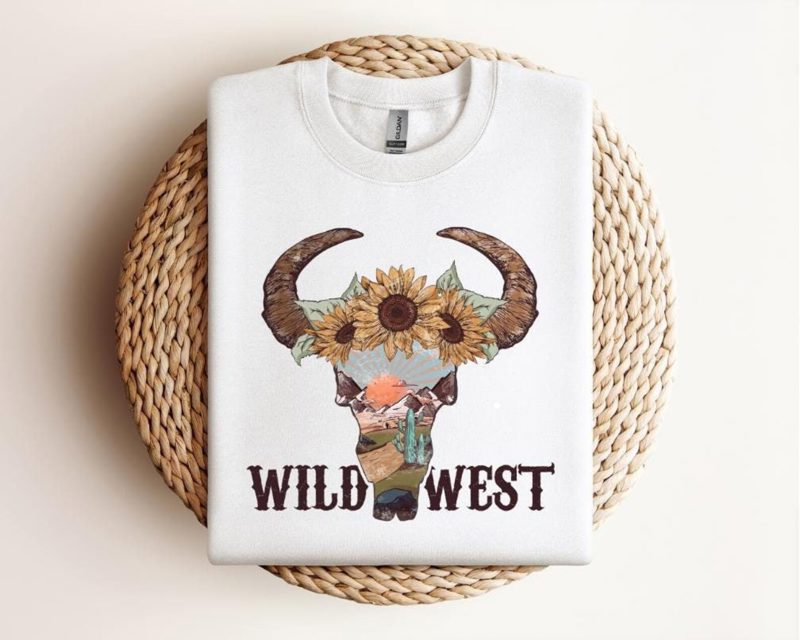 Wild West Highland Cow Tee: Western Graphic Sweatshirt & Hoodie