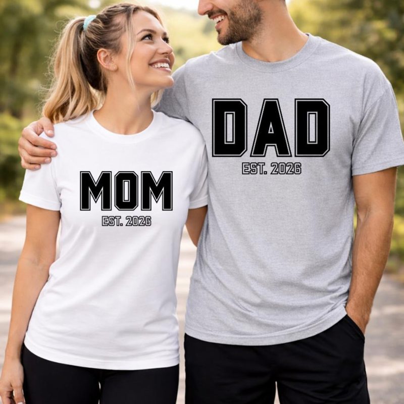 Mom and Dad Est. 2026 Shirt, New Parents Matching Shirt, Custom Dad Aunite Granny any title tee, Baby Coming 2026, Fathers Day shirt