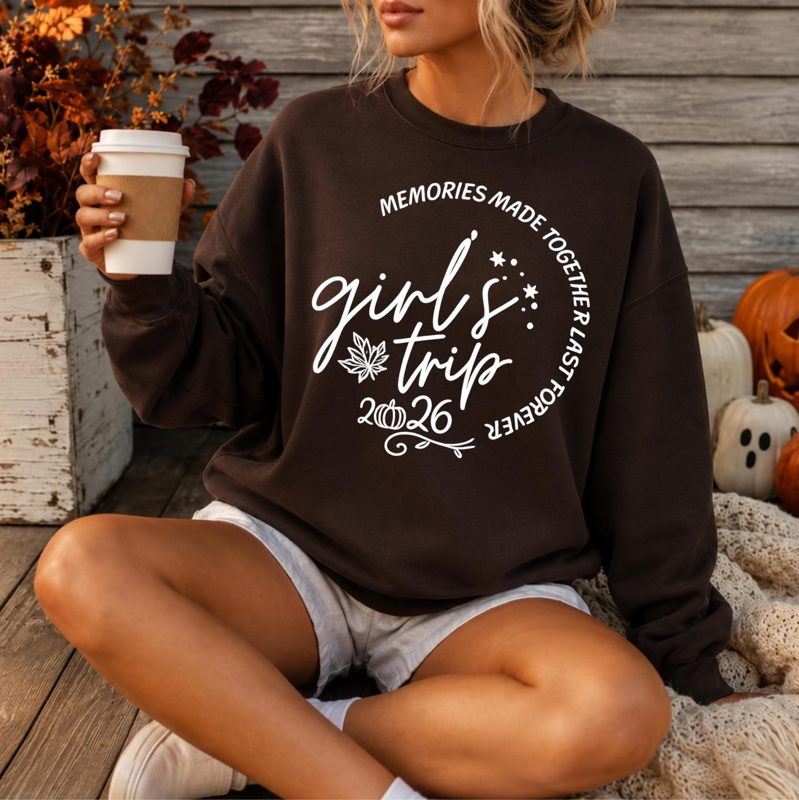 Custom Girls Trip Sweatshirt, Personalized Year Matching Friends Fall Shirt